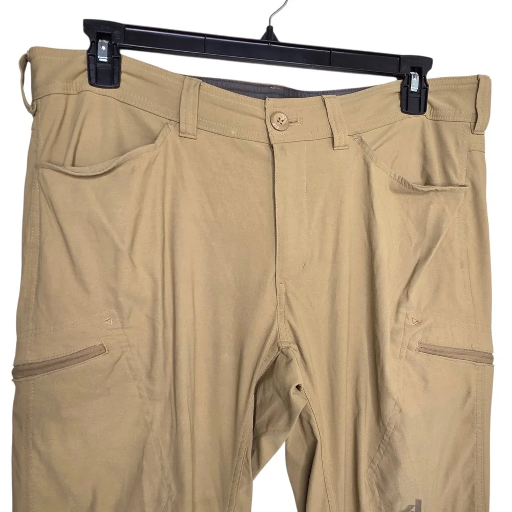 Eddie Bauer Mens Tan Nylon First Ascent Guide Pants 36x34 Cargo Hiking Outdoor